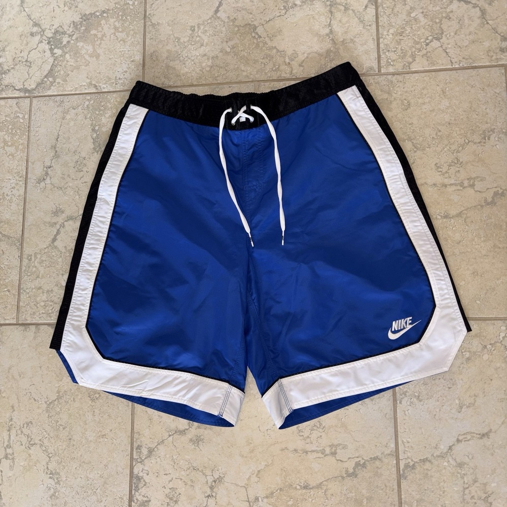 Nike Mens Swim Trunks Shorts Size 2XL Blue Mesh Lined Drawstring Wide Tall